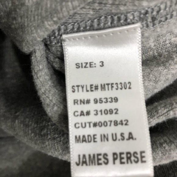 MENS JAMES PERSE JERSEY GREY CREWNECK SWEATER  MADE IN THE USA - Picture 4 of 7